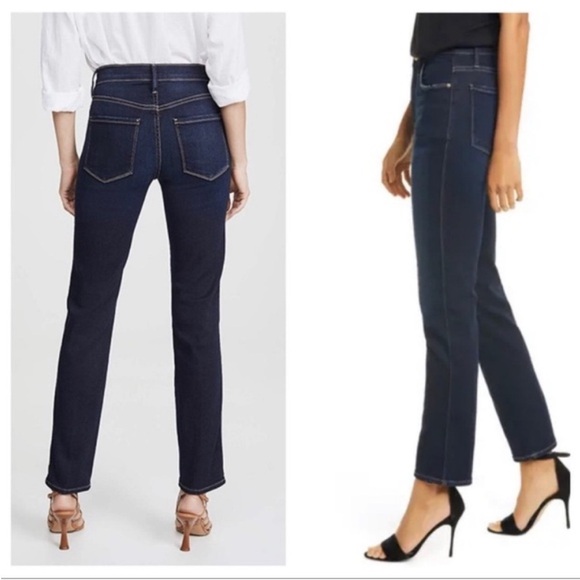 Frame Le Sylvie Slender Straight Jeans Cabana Dark Wash Size 27 - Picture 3 of 16